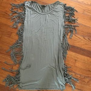 Olive fringe dress